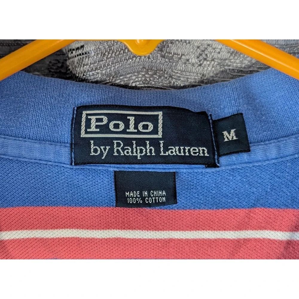 Polo Ralph Lauren Men's Short Sleeve Polo Shirt Blue/Pink Yellow Pony Sz M Med